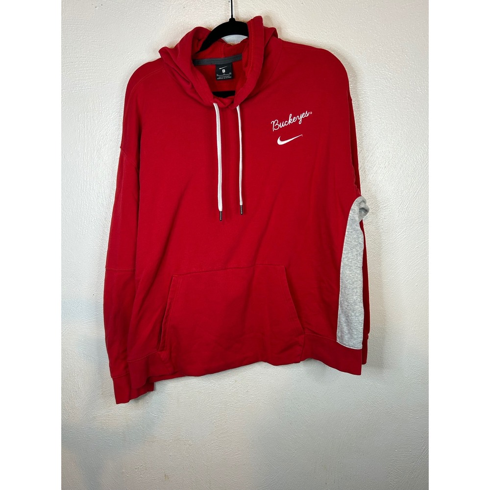 Nike Ohio State Buckeyes Hoodie Red Gray Mens XL Sweatshirt Pullover Logo